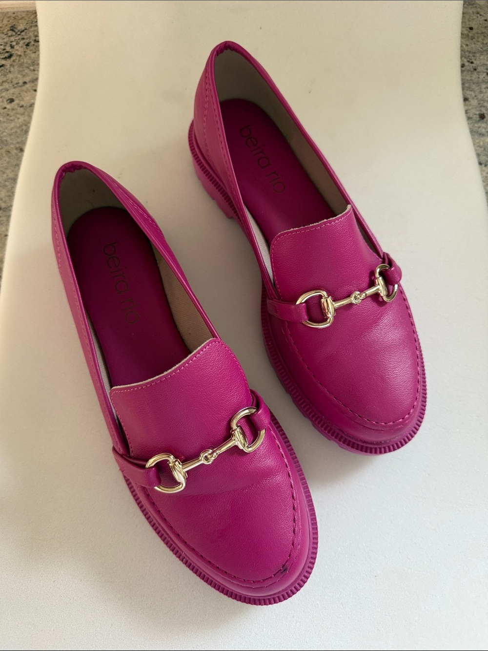 Hot Pink Leather Horsebit Loafers
